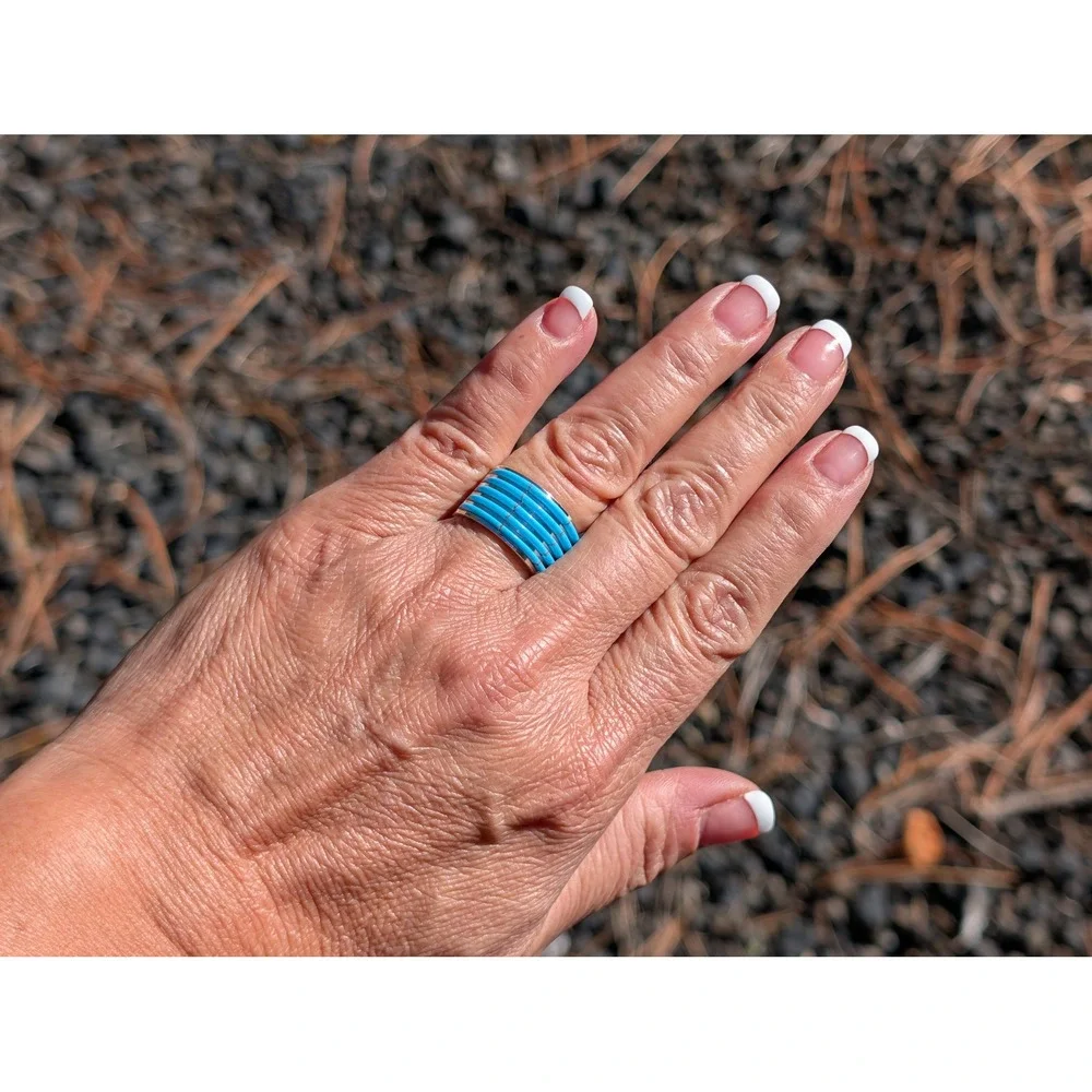 Zuni‎ Turquoise Ring Genuine Native American Handcrafted Jewelry Sz 7 ***